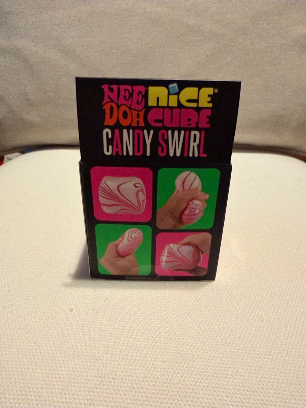 NWT NeeDoh Nice Cube Candy Swirl Super Solid Squish - Pink & White - Picture 3 of 6